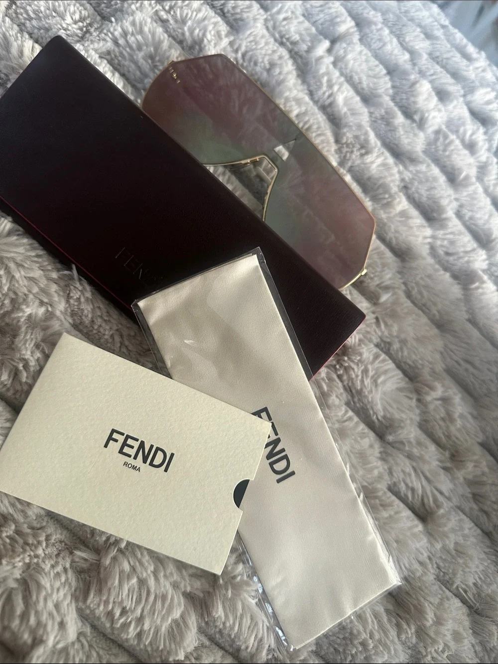 Fendi Gold Frame Pink mirror Lens Sunglasses